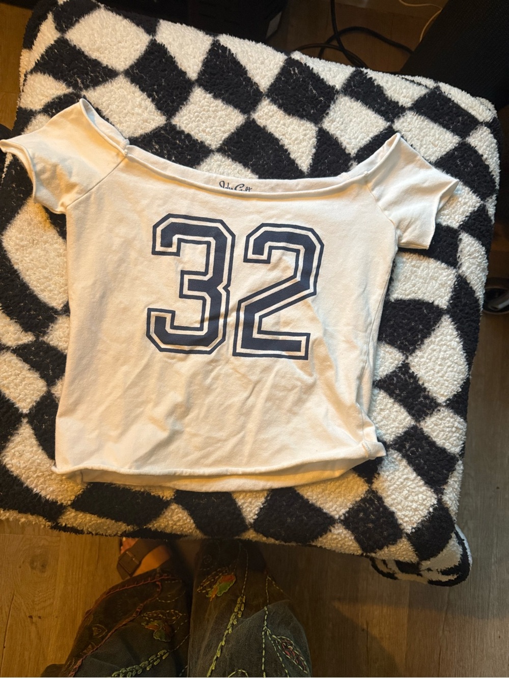 Brandy Melville White Tee with Navy Graphic